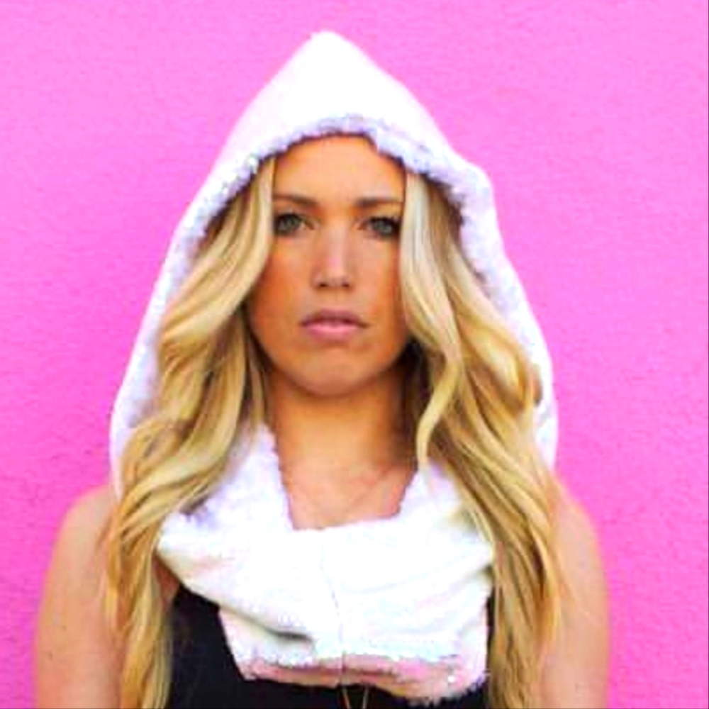 DREAMLIFE LOS ANGELES pink&white sequins fur hoddie.